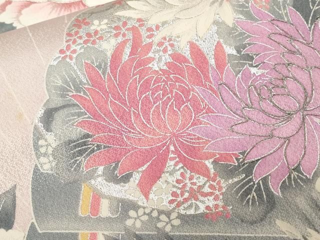 平和屋着物□豪華振袖 駒刺繍 鳳凰檜扇花文 暈し染め 金銀彩