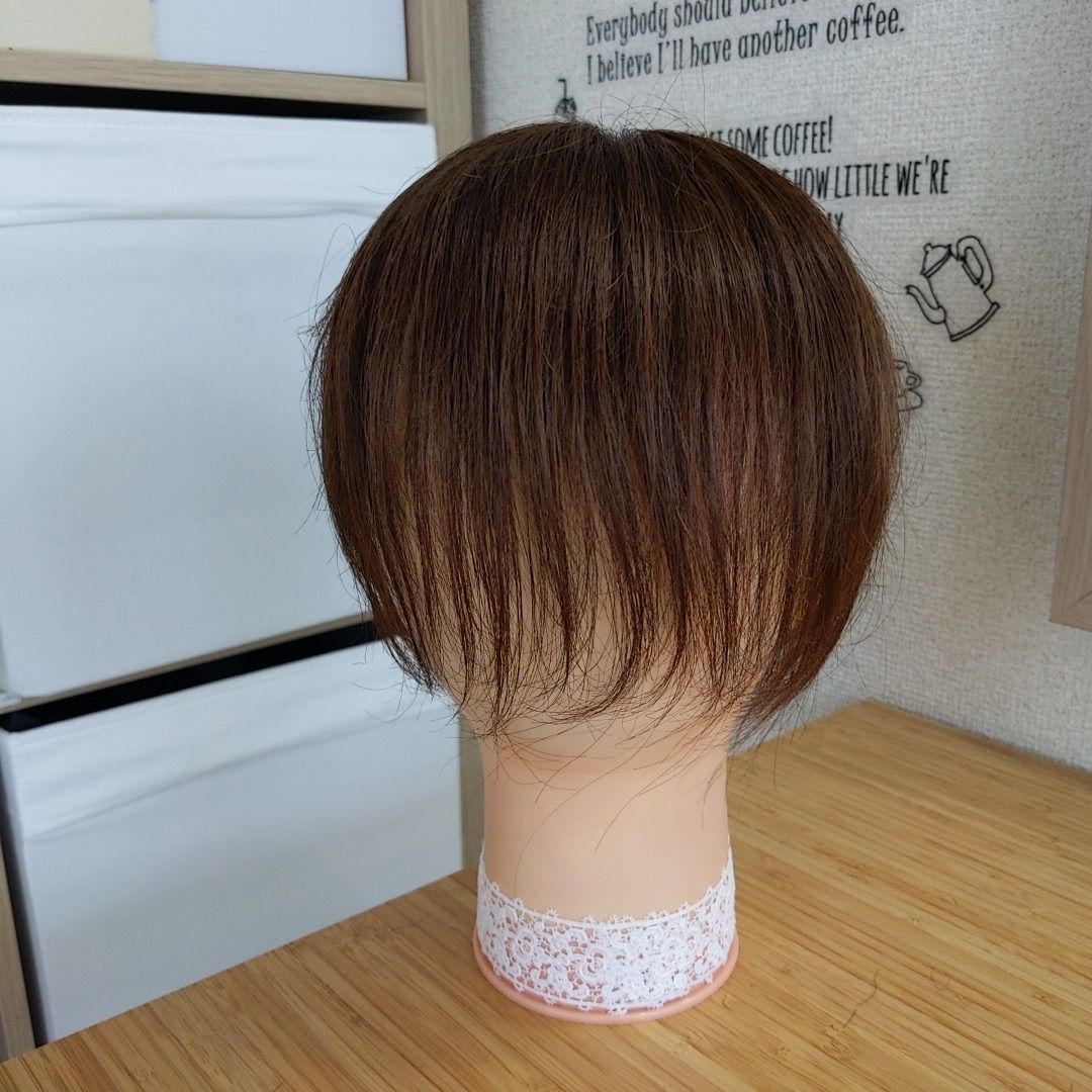 人毛レミー100%ヘアピース★ブラウン11×12☆20cmリアル植毛　薄毛隠し