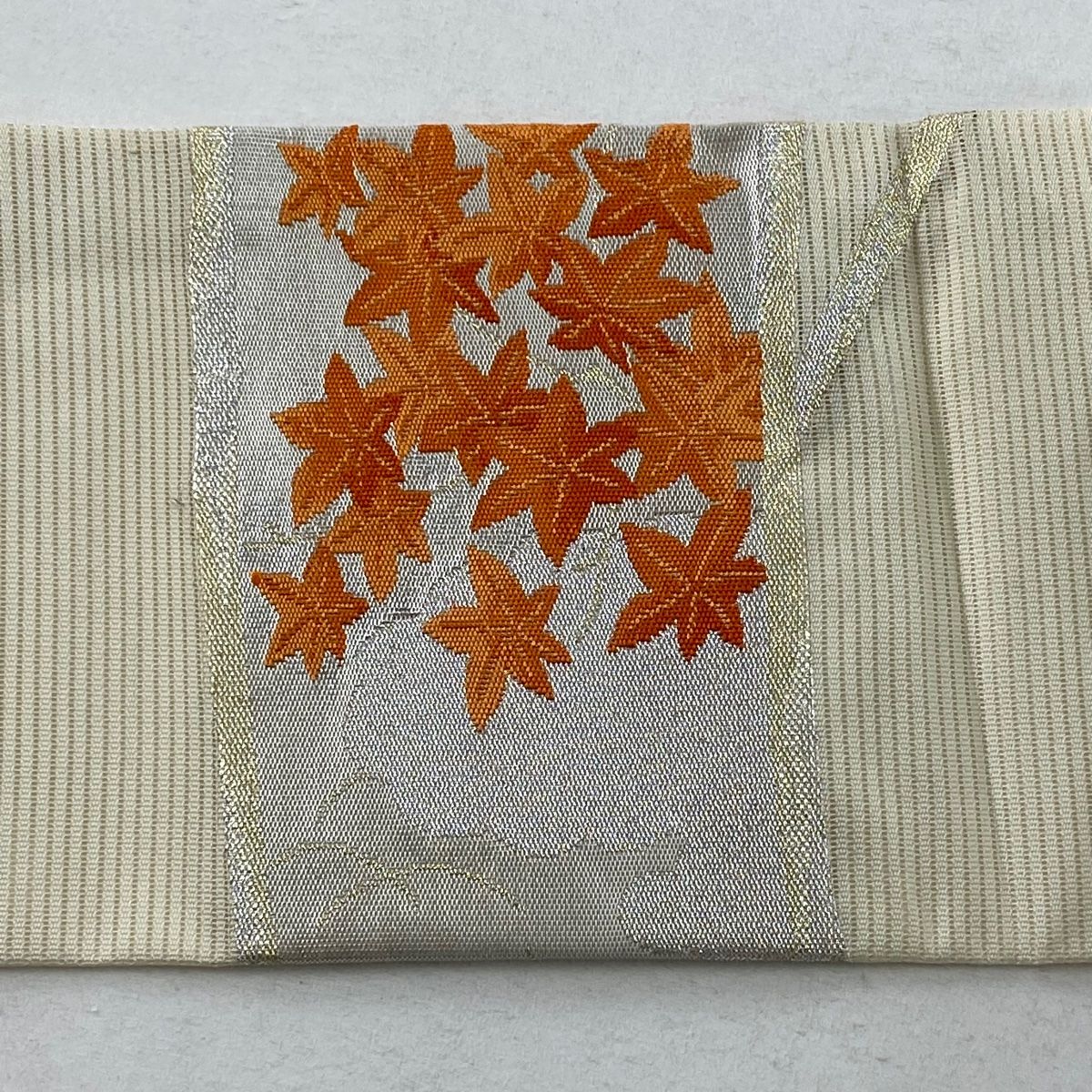 【名古屋帯】夏帯　絽　アイボリー　ピンク色 桔梗　銀糸　薄物　盛夏　洒落帯 17947ace188199d033d582ff003103