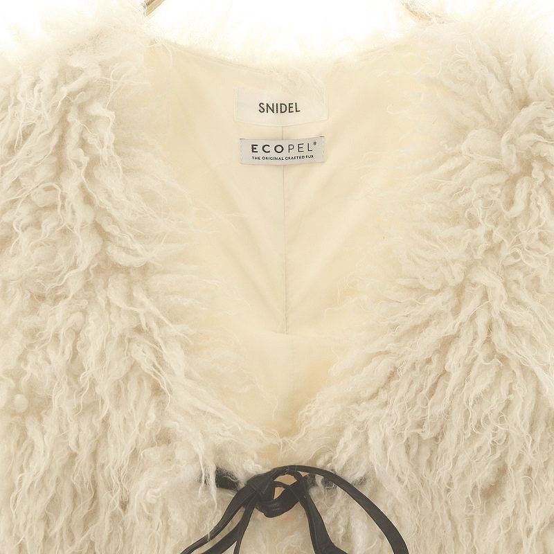スナイデル SNIDEL 24AW フェイクファージレ ベスト クロップド F アイボリー ブラック /ES ■OS レディース スナイデル SNIDEL 24AW フェイクファージレ ベスト クロップド