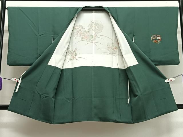 平和屋着物＃中国三大刺繍 スワトウ刺繍 汕頭刺繍 総刺繍 道行コート 花丸文 金銀糸 ロング丈 正絹 CAAX7887ua