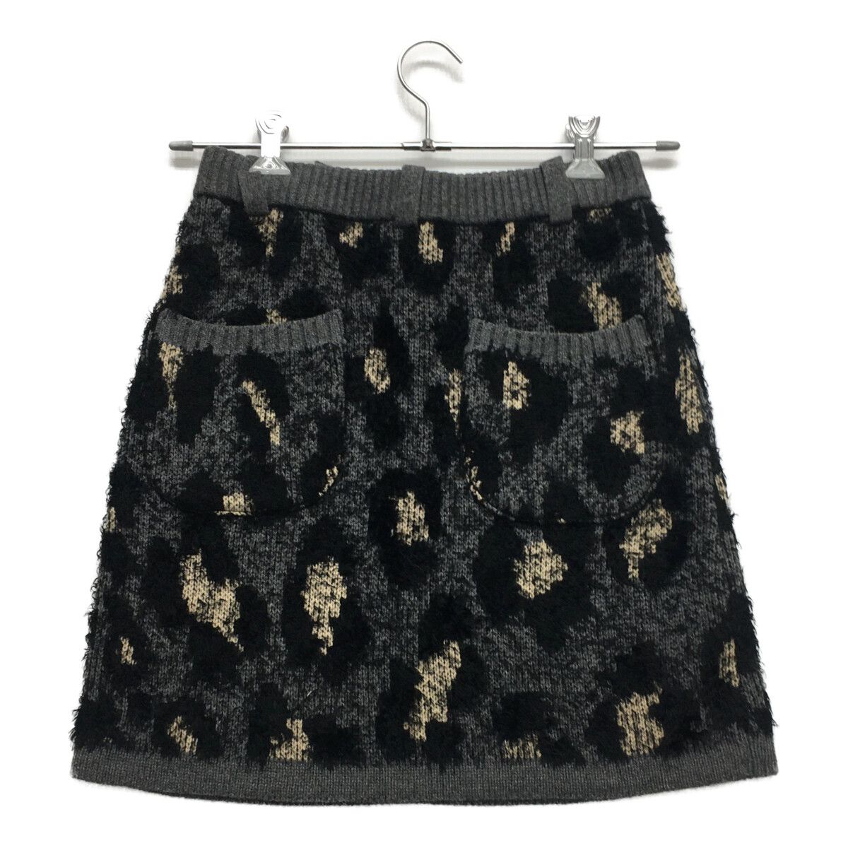 coco 未使用品 ミエコウエサコ MIEKO UESAKO レディース スカート 40(M) 黒×グレー ニット ヒョウ柄 カシミヤ混 未使用品 レディース ミエコウエサコ MIEKO UESAKO スカート 40