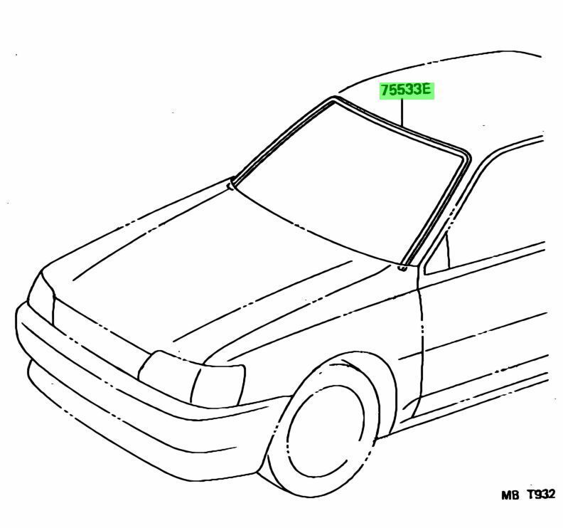 トヨタ スターレット ウインドシールド アウトサイド モールディング STARLET MOULDING WINDSHIELD OUTSIDE 1992 01 - 1996 01 EP82 1E 1N