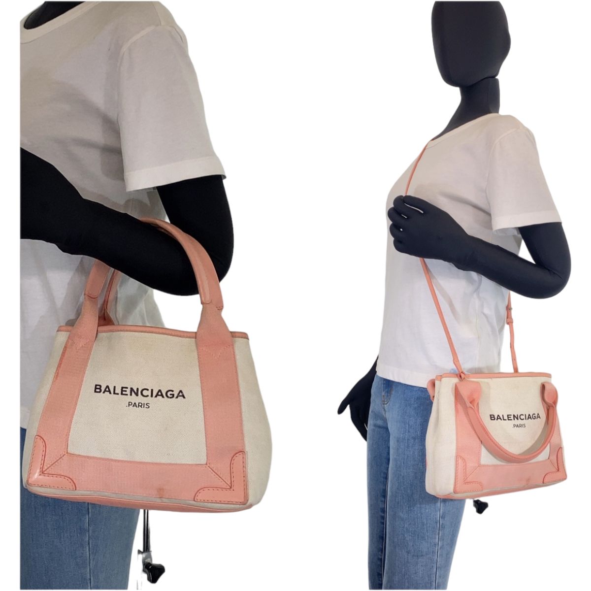 BALENCIAGA バレンシアガ ネイビーカバ XS ベージュ ピンク シルバー