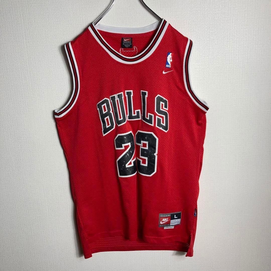 90s NIKE ゲームシャツ BULLS ジョーダン NBA タンクトップ L Nike