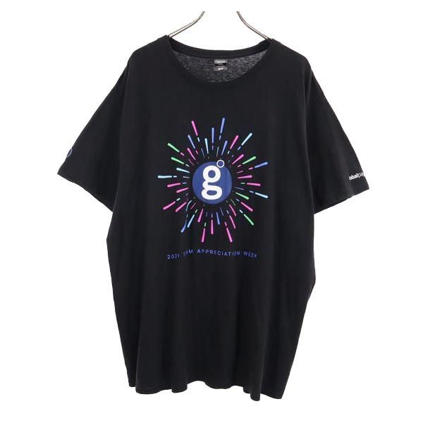 ヘインズ クルーネック 半袖 Tシャツ 2XL ブラック Hanes nano グローバルペイメント 企業Tシャツ ビックサイズ メンズ 【中古】  【230620】 メール便可