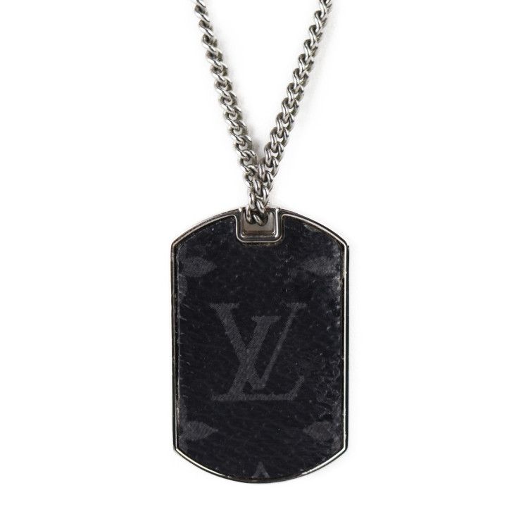 Shop Louis Vuitton Monogram eclipse plate necklace (M63640) by