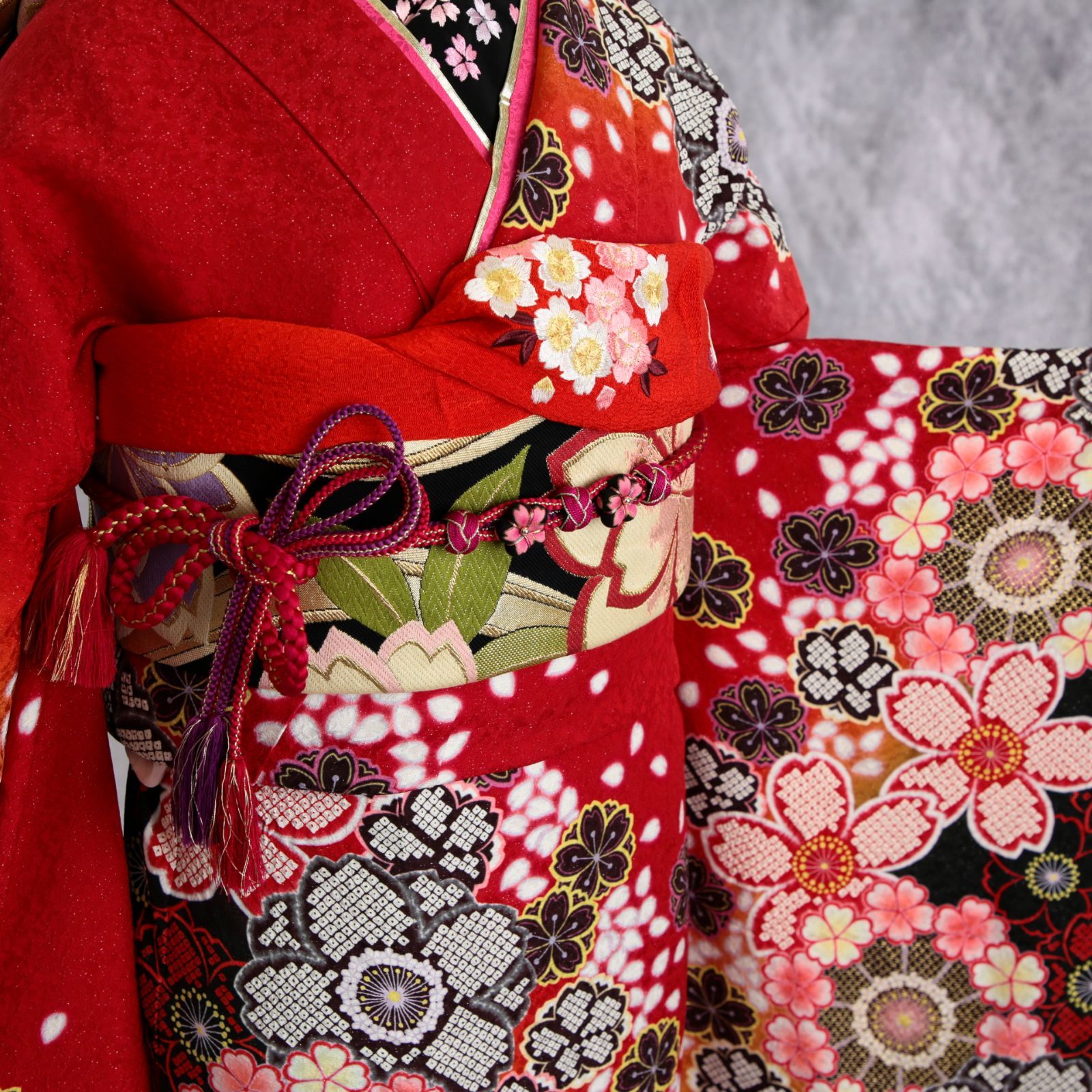 振袖フルセット 振袖セット 振袖 S～Mサイズ 中古 赤×大正ロマン 美品