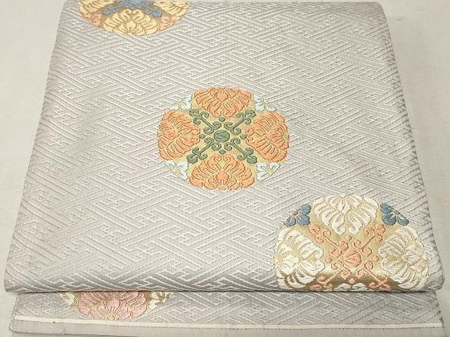 平和屋着物●六通柄袋帯　唐織　紗綾形有職文　金糸　正絹　逸品　CAAV5249yk 平和屋着物○六通柄袋帯 唐織 紗綾形有職文 金糸 正絹 逸品 CAAV5249yk