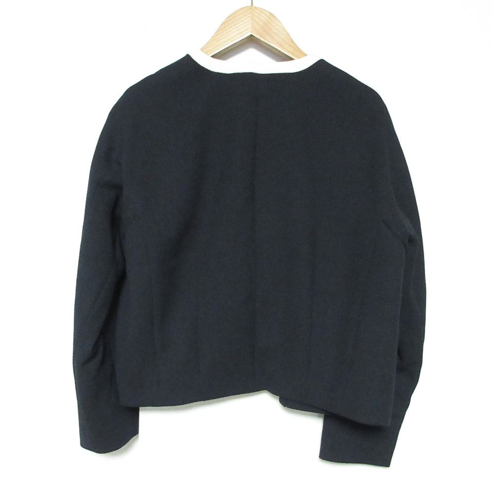 美品 DRESSTERIOR ドレステリア バイカラー ノーカラージャケット ミディワンピース セレモニースーツ アンサンブル 36 ネイビー レディース 古着 中古 USED 美品 DRESSTERIOR ドレステリア バイカラー ノーカラージャケット