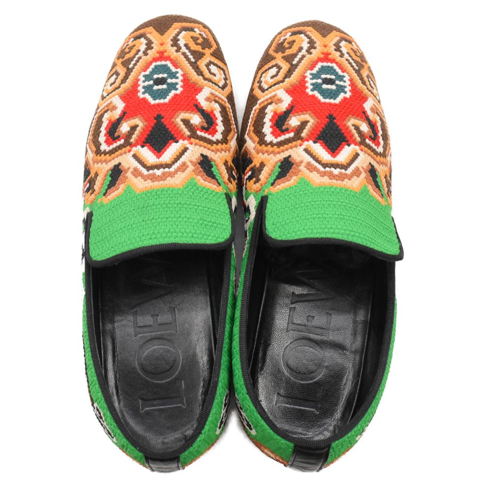 260センチワイズLOEWE ロエベ Embroidered Slipper エンブロイダリー 総柄デザイン スリッパ スリッポン ローカットシューズ  マルチカラー 621710 - www.smartixsolutions.org