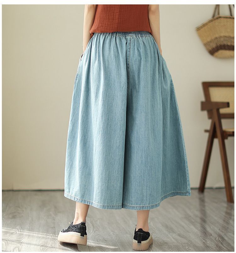 ガウチョパンツ デニムスパンツ レディース ワイドパンツ