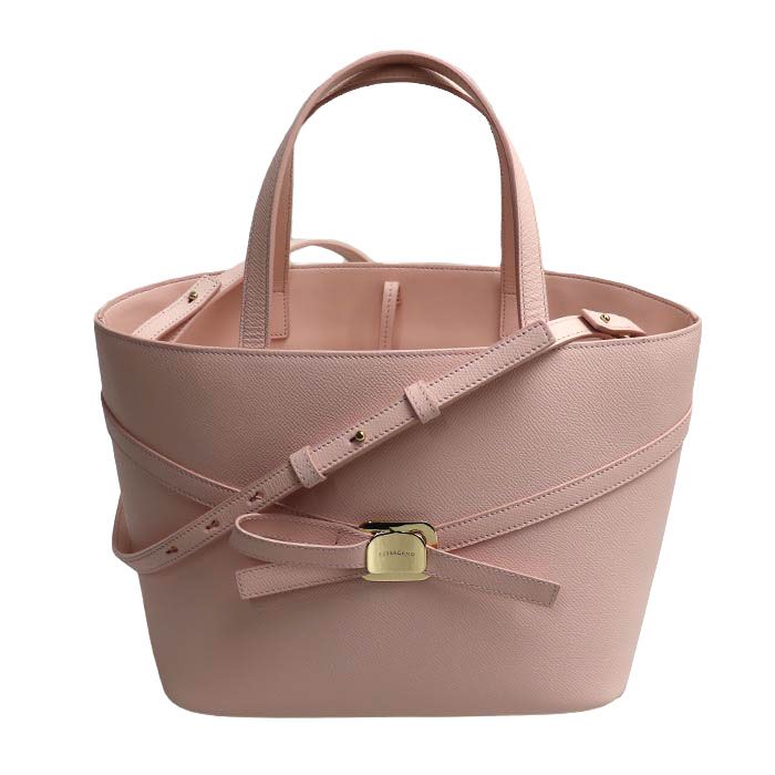 Salvatore Ferragamo サルヴァトーレフェラガモ ニューヴァラ プレート 2Way トートバッグ ピンク 218348 レディース