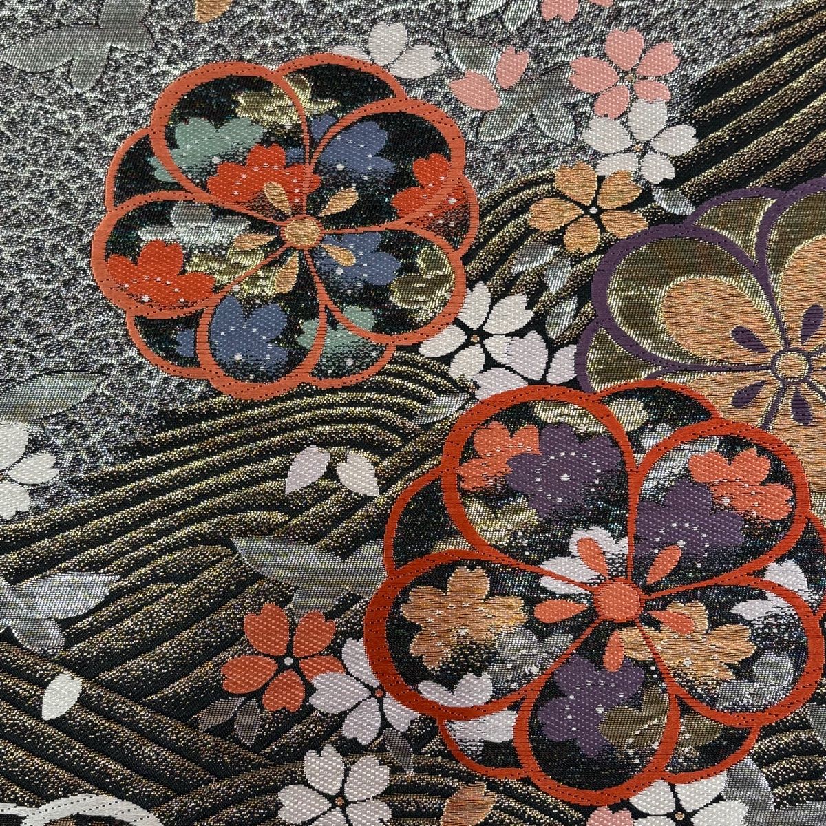 振袖 身丈164.5cm 裄丈66cm M 袷 袋帯フルセット 桜 蔓帯 箔