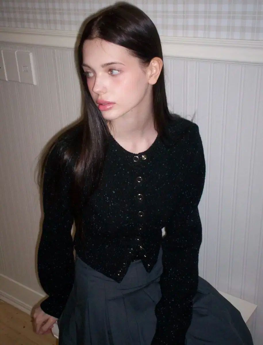  LETTER FROM MOON レターフロムムーン ウール カーディガン ブラック 長袖 カーディガン ボレロ アンサンブル