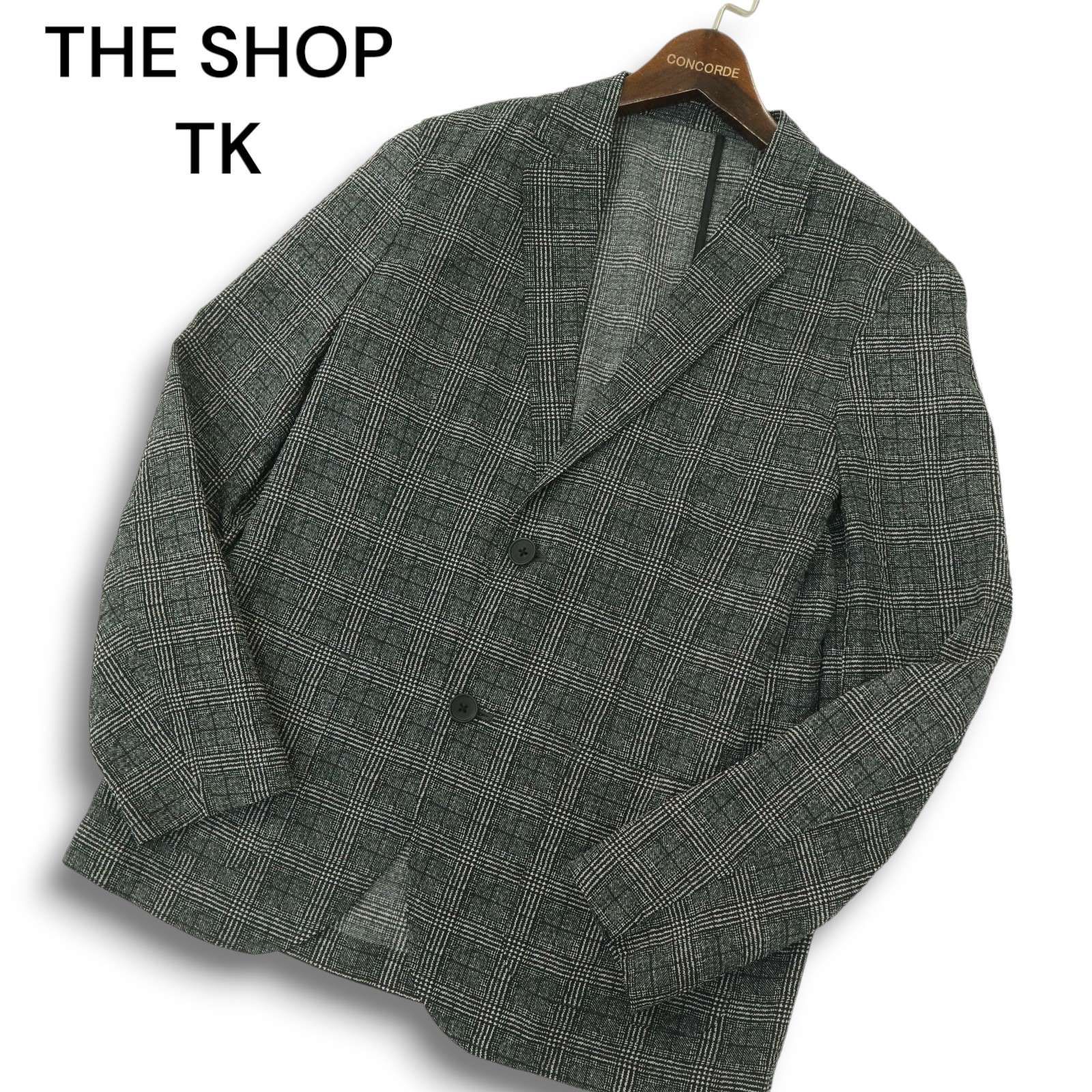 新品! タケオキクチ SHOP TK 2B シアサッカー テーラードジャケット グレー 03 (L) 送料510円☆ストレッチ チェック 春物 夏物 秋物 灰系★ 新品! タケオキクチ SHOP TK 2B シアサッカー テーラードジャケット