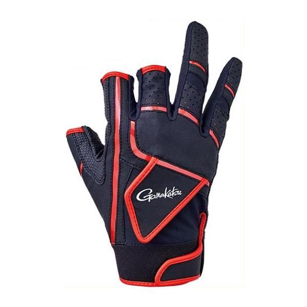 がまかつ CORDURA R トーナメントグローブ 3本切 GM-7290 ブラック×レッド M 2025年 春夏
