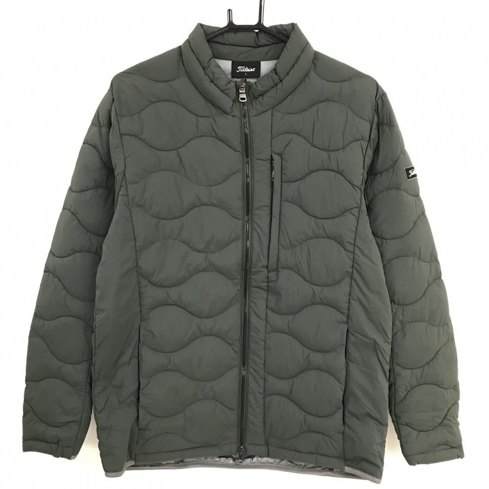 超 タイトリスト 中綿ジャケット グリーン 袖ロゴワッペン ナイロン メンズ L ゴルフウェア TITLEIST