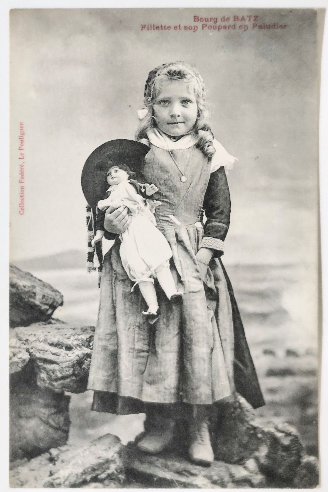 ドールと少女 フランス ヴィンテージ ポストカード アンティーク