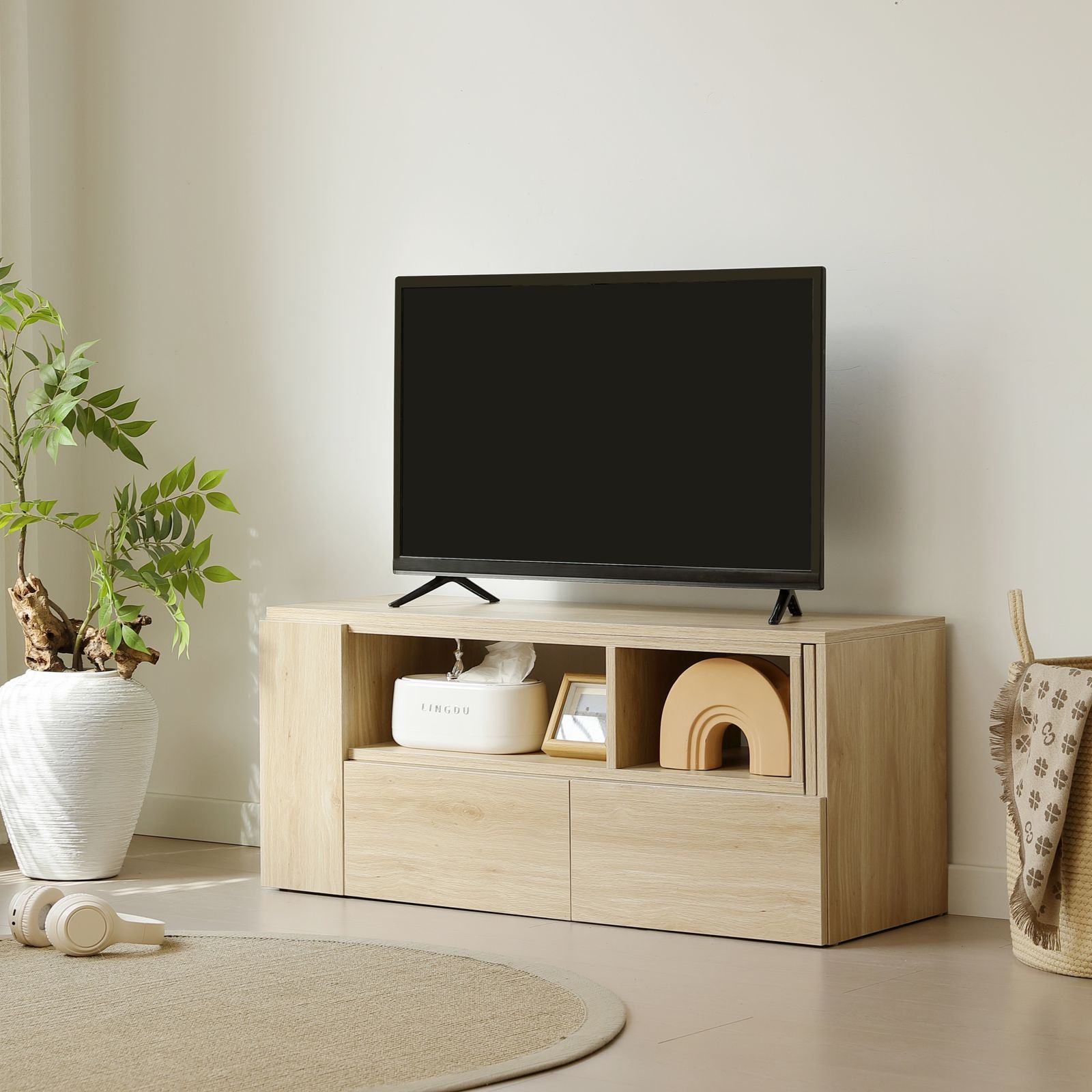 TB-2008 おしゃれ伸縮テレビ台 白ホワイト・北欧・日本製・完成