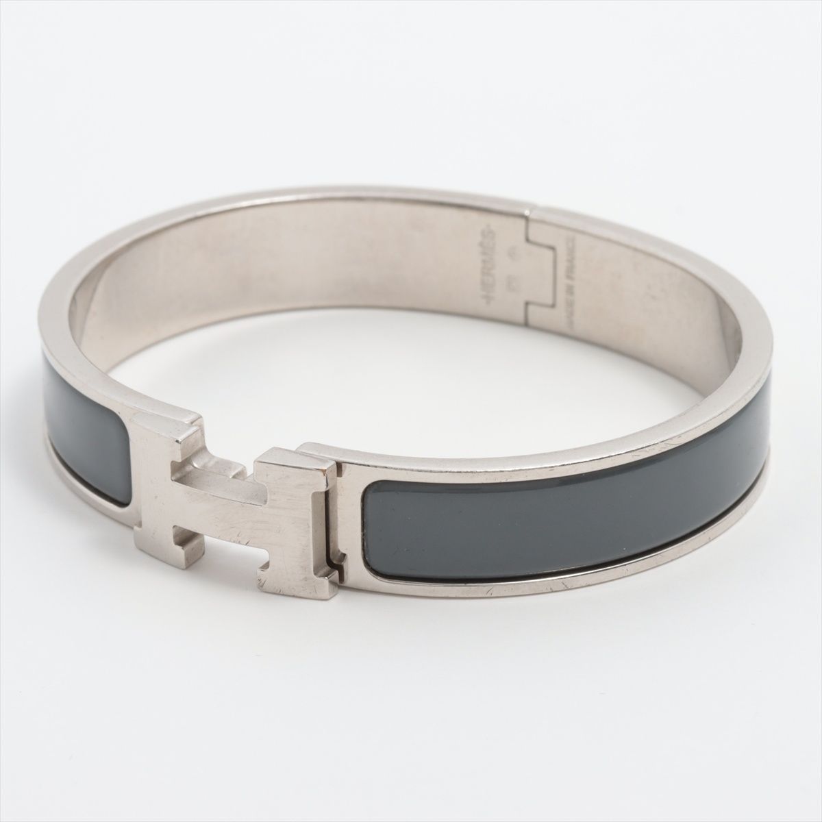 HERMES/エルメス クリッククラック PM グレー/シルバー バングル