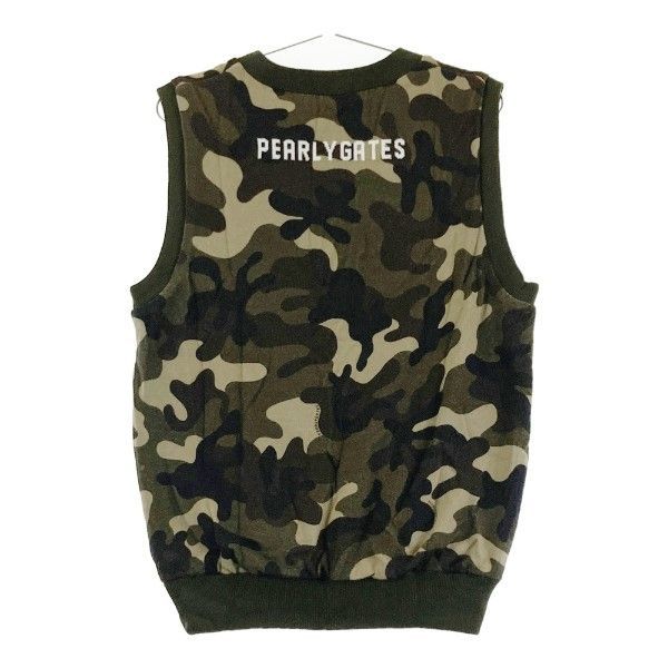 PEARLY GATES パーリーゲイツ リバーシブルベスト ニット ナイロン カモフラ 千鳥 カーキ系 4 [240001868585]