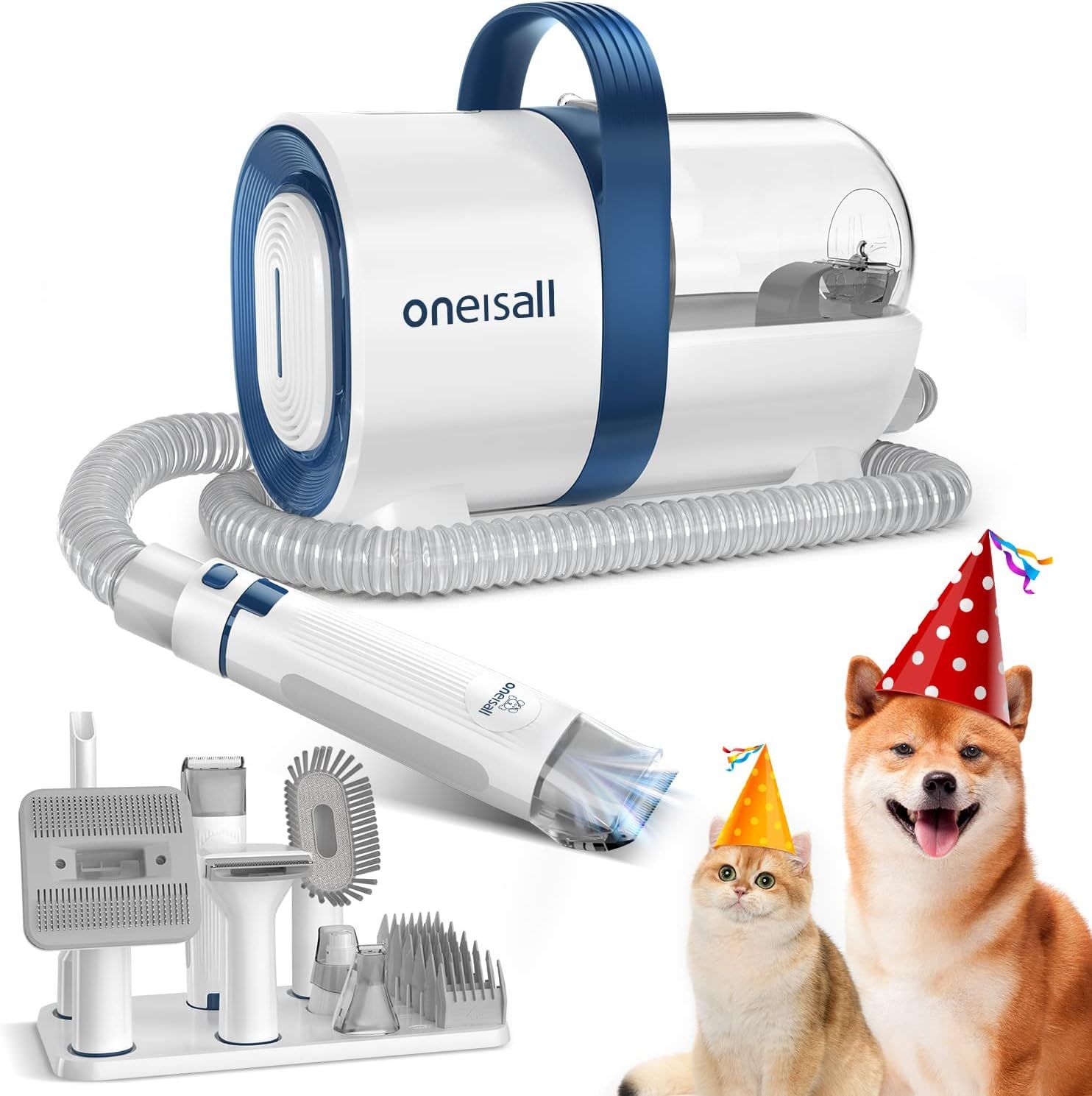 Oneisall 犬 バリカン ペット用バリカンセット 7in1 掃除機 電動バリカン ブラシなど一台多役 ペットの毛 掃除機 強力 12000pa グルーミング掃除機 犬 掃除機 ペット グルーミング 掃除機 ペット用掃除機 犬 掃除機付きブラシ