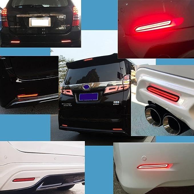 トヨタ 汎用 LED ファイバー リフレクター 流れる シーケンシャル ブレーキ テールランプ 流れるウィンカー機能付き 左右セット リアバンパー  テールライト バックランプ 超高輝度 美発光 左右セット - メルカリ