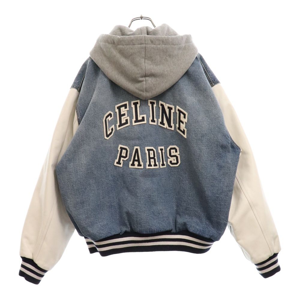 CELINE (セリーヌ) ルーズ テディ レザー切り替え ロゴパッチ フード 