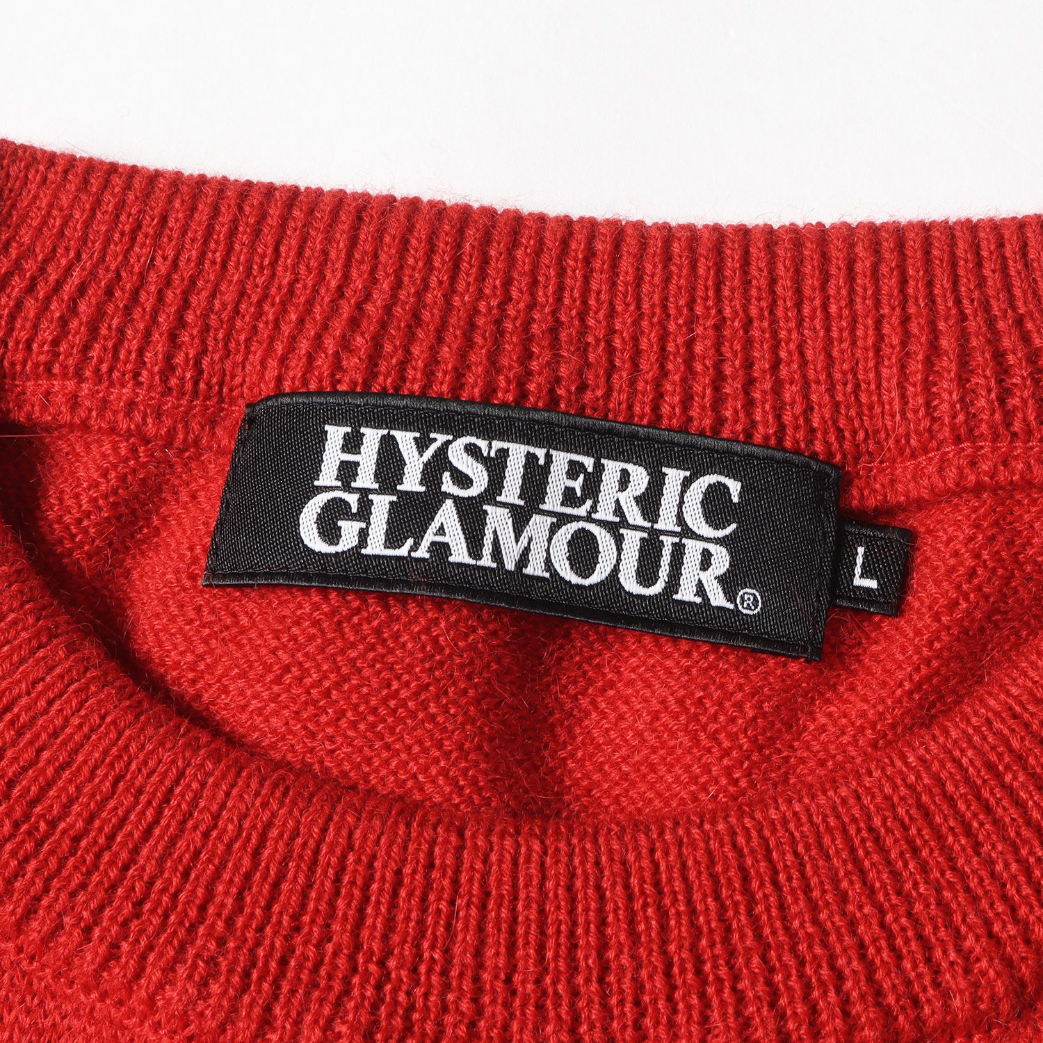 HYSTERIC GLAMOUR ヒステリックグラマー ニット サイズ:L ブルドッグ ジャガード アクリル ウール ニット セーター  02183NS12 トップス クルーネック プルオーバー レッド 赤 日本製 ブランド カジュアル - メルカリ