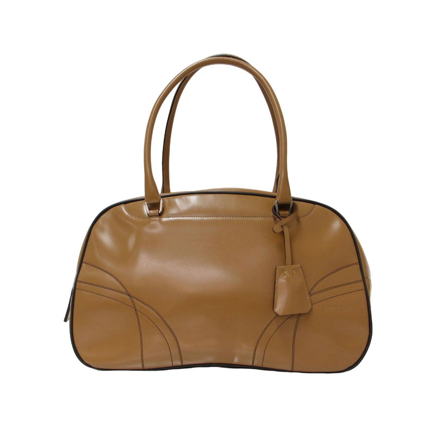PRADA プラダ レザー ボストン バッグ ステッチ ロゴ カデナ 