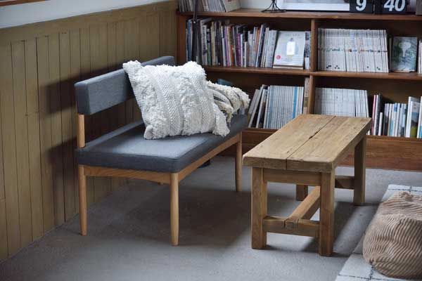 天然木 アッシュ のダイニングソファ W110×D53×H74×SH44cm No.151 グレー ファブリック MARWIL-DEMENAGEMENTS_CH