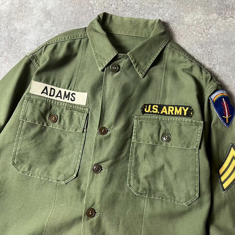 60s US ARMY 米軍実物 OG-107 コットン サテン ユーティリティ
