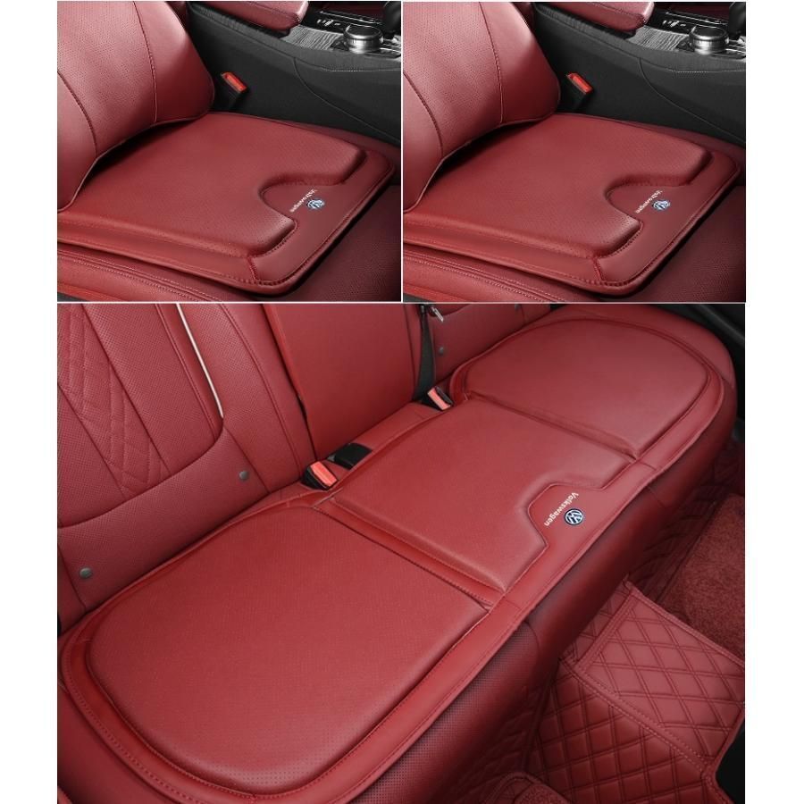 ◆フォルクスワーゲン◆レッド◆シートクッション カーシートカバー 座布団2点 車の後席1点 座席クッション 車用シート保護 滑り止め ナッパレザー 672