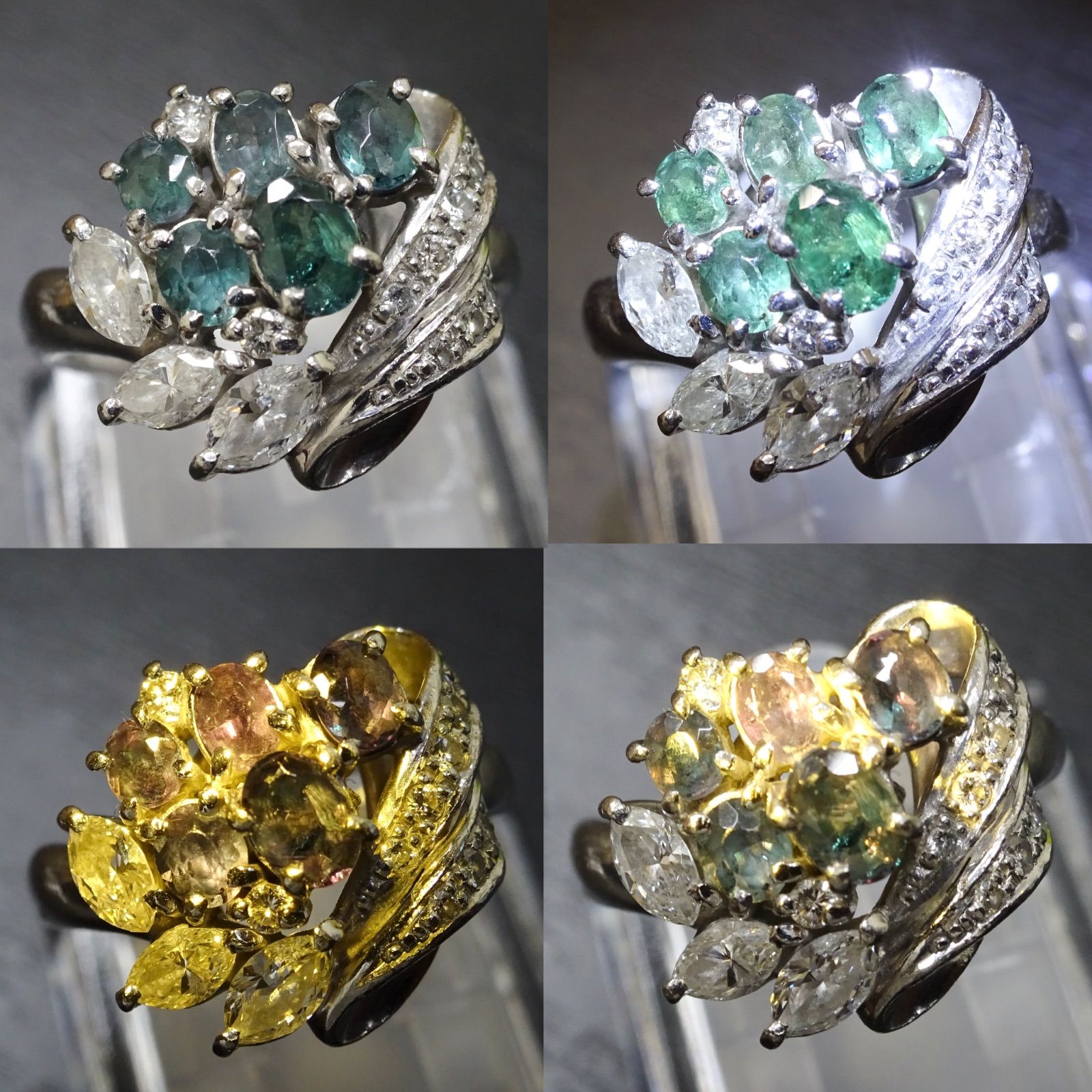 プラチナ pt900 天然アレキサンドライト0.89ct 天然ダイヤモンド0.48ct