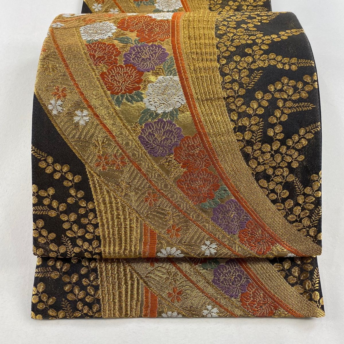 アンティーク　根来塗　布袋 堆朱　菊　模様　時代箱 EJ21-6 袋帯 逸品 じゅらく 落款 じゅらく帝王紫 菱 華文 螺鈿 金糸