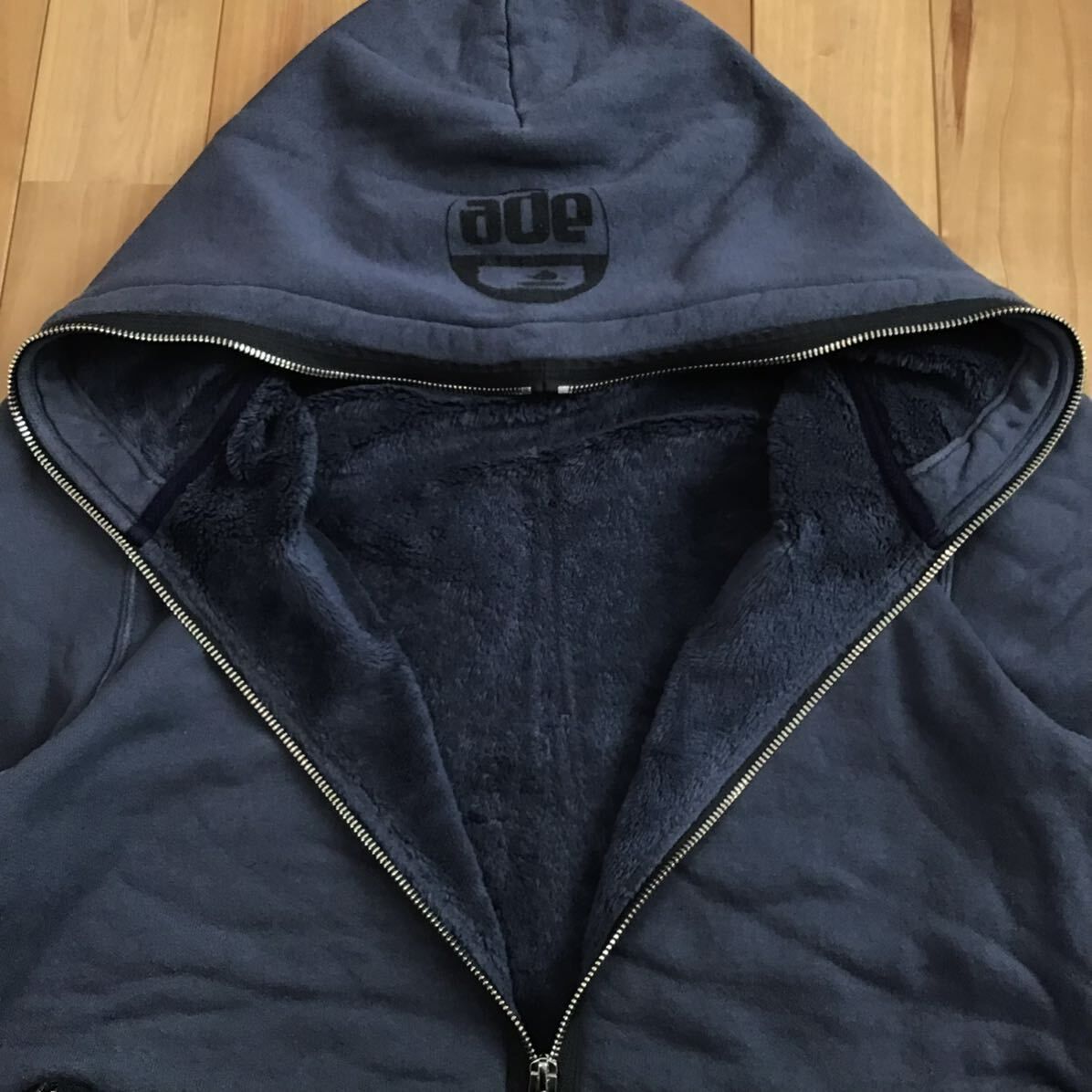 BAPE LOGO フルジップ パーカー Mサイズ ネイビー a bathing ape full