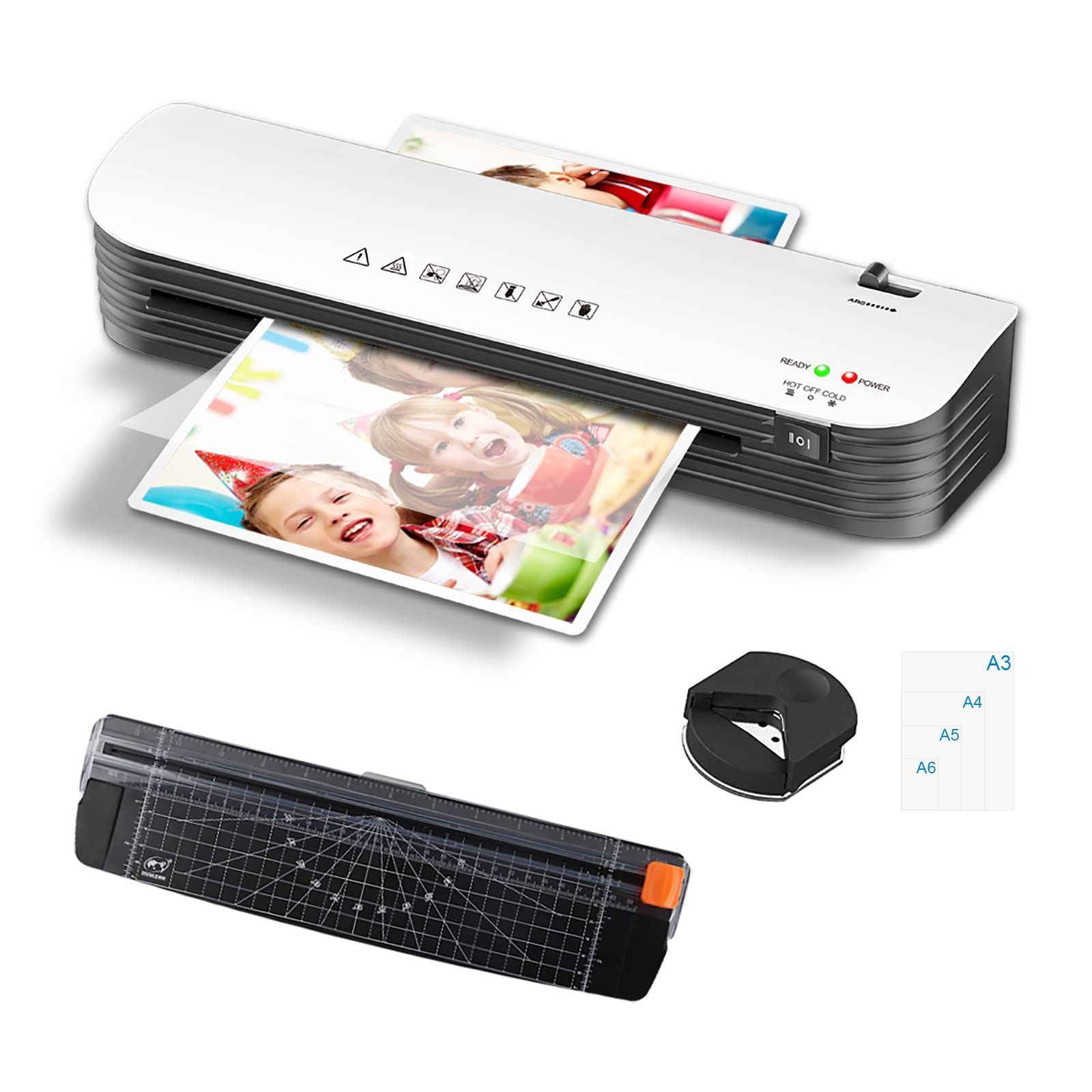 在庫 A3 A4対応 ラミネート機 軽量 静か 波打ち防止 気泡なし a3 改良版 ラミネートフィルム 12枚付き 裁断機 角取り付属 コンパクト 本体 ABS機能 2分間ウォームアップ 冷 熱モード付き 2時間連続作業 写真 名刺 カー