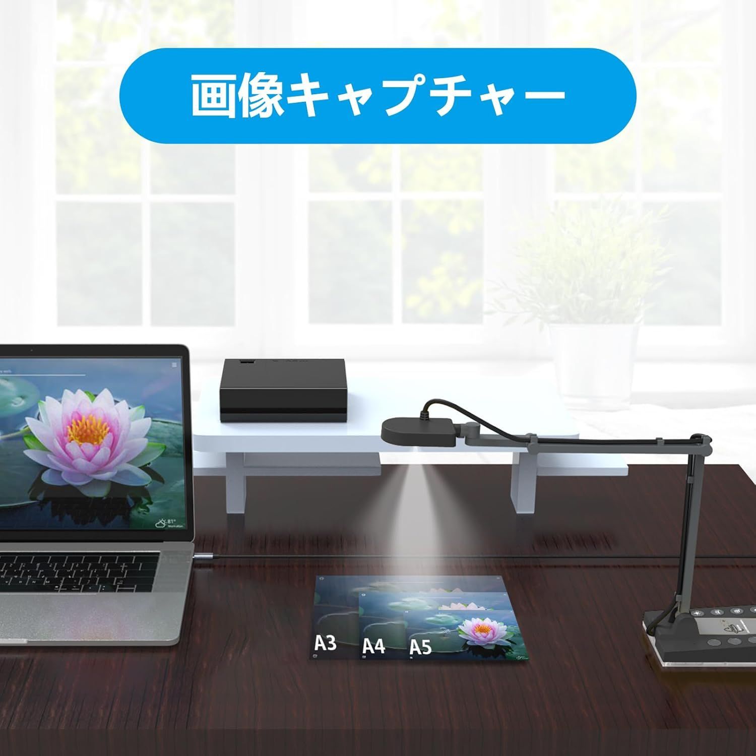 Basicolorn 書画カメラ 1500万画素 4Kダイナミック解像度webカメラ プロジェクターに直接投影 ズーム機能 オートフォーカス 折りたたみ式 実物投影機 Win Mac ChromeBook用 オンライン授業 テレビ会議 ライブ向けHSV229