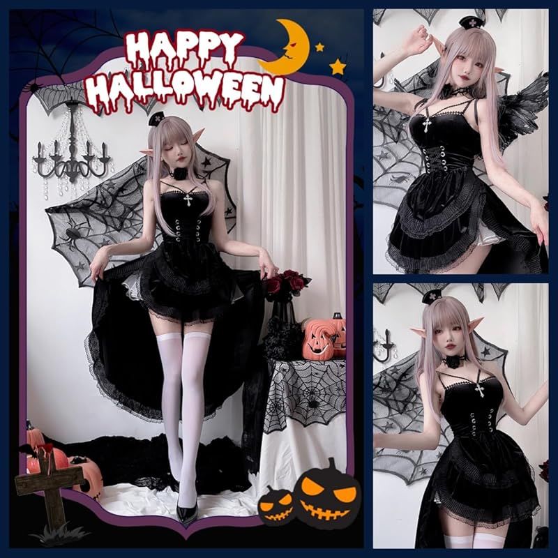 JUNDOMECY] 魔女 デビル コスプレ 小悪魔 セクシー 6点セット 羽