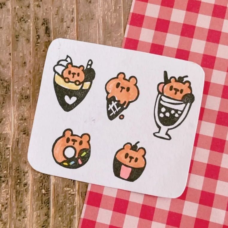 消しゴムはんこNo.34 ちびくまセット 消しゴム かわいいの通販｜au PAY