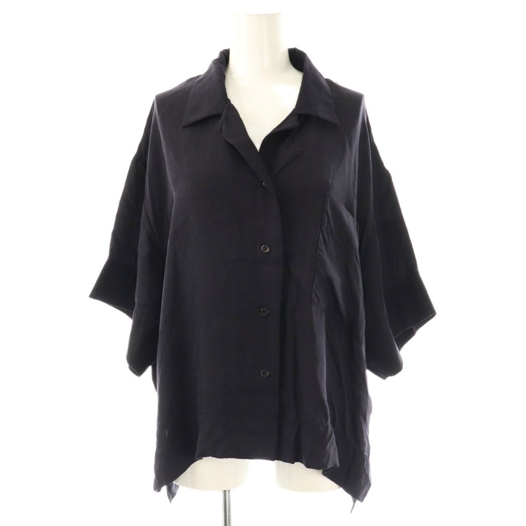 カレンソロジー Curensology 25SS シルキーキュプラブラウス オープンカラーシャツ F ブラック |DF OS