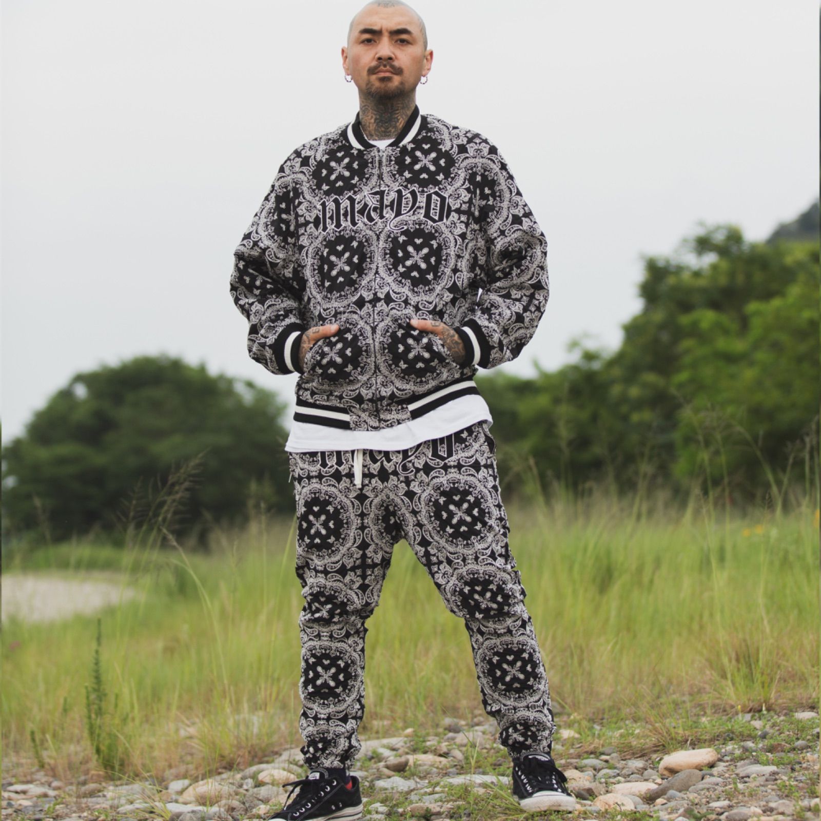 MAYO PAISLEY EMBROIDERY NYLON LOUNGE PANTS - BLACK - メルカリ
