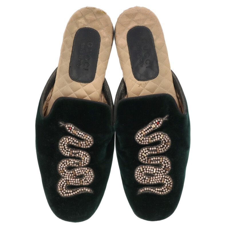 新品未使用GUCCIグッチスネークベルベットイブニングスリッパ37 グッチ GUCCI サンダル イブニング スリッパ ベルベット