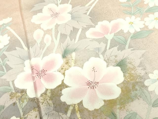 平和屋着物●訪問着　遠山破れ色紙籬草花文　暈し染め　金彩　正絹　逸品　CAAW7997yc 平和屋着物○訪問着 遠山破れ色紙籬草花文 暈し染め 金彩