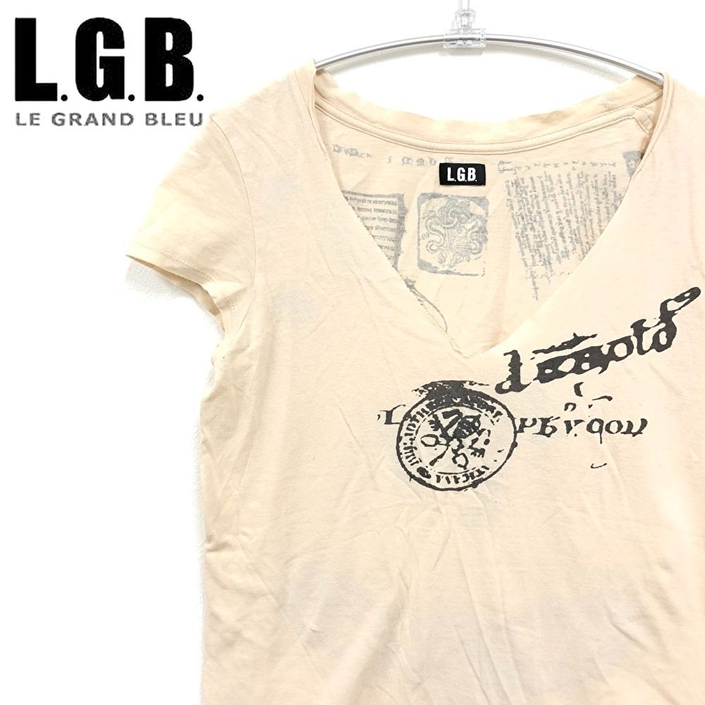 1点限り!! L.G.B LGB ルグランブルー 半袖 Tシャツ ベージュ レディース サイズ0 Hyde ハイド 古着 アパレル