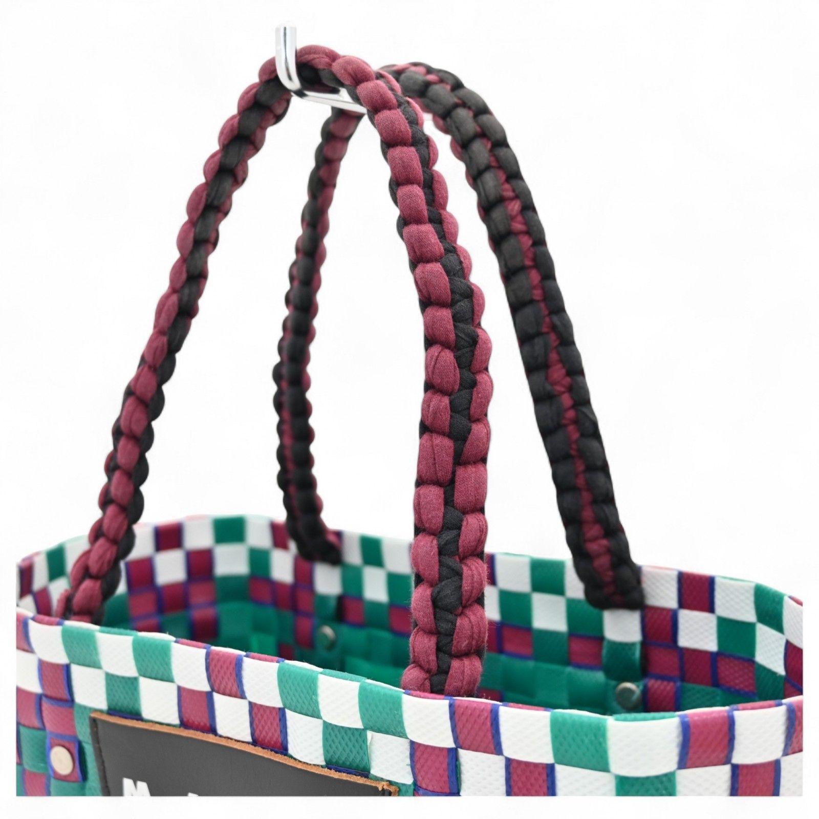 マルニかごバッグ ピクニックグリーン×ボルドーBランクma6612nt マルニ かごバッグ ピクニック グリーン × ボルドー × ホワイト