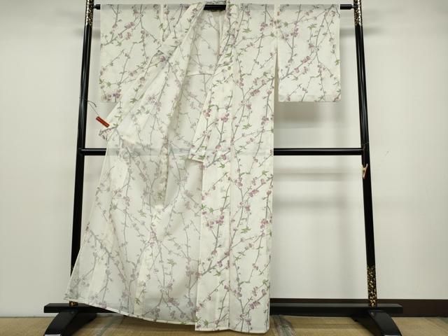 平和屋着物＊夏物　小紋　絽　草木文　黒地　洗える着物　CAAW9899gh 平和屋着物＊夏物 小紋 絽 草木文 黒地 洗える着物 CAAW9899gh