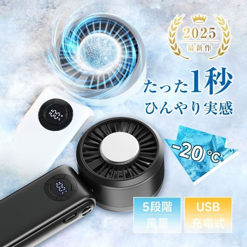ハンディファン ポータブル扇風機 冷却プレート付き 小型 軽量 5段階風量 折りたたみ式 5000mAh 静音 パワフル 快速冷風 Type-C急速充電 暑さ対策 持ち運び便利