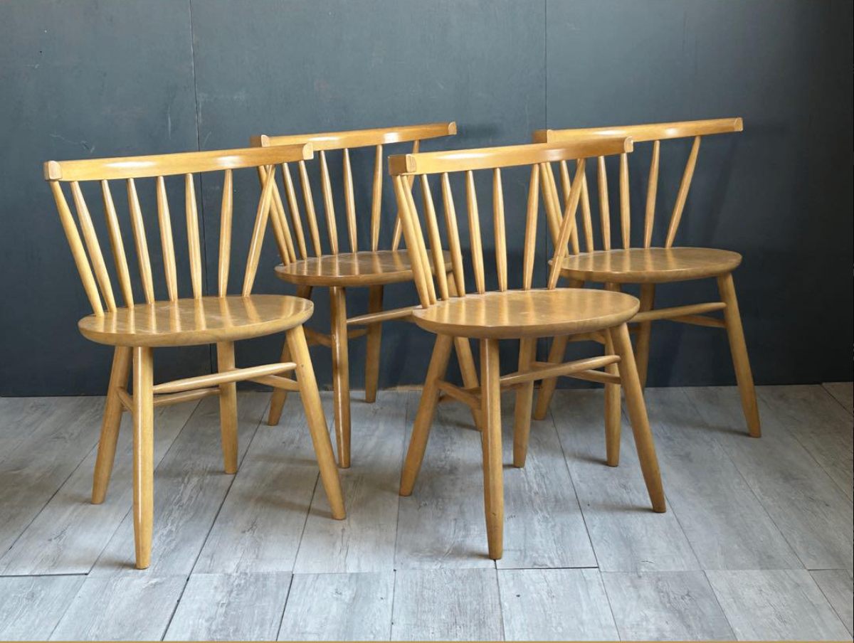 中古 桜屋工業 cherry 天然木 ダイニング チェア 椅子 4脚セット